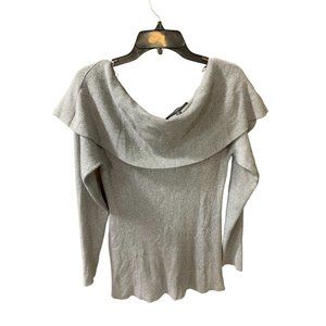 New WHBM White House Black Market Womens Size XL Sparkle Sweater Bow Back Silver